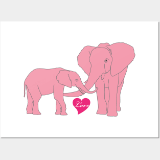 Elephants Love Heart Posters and Art